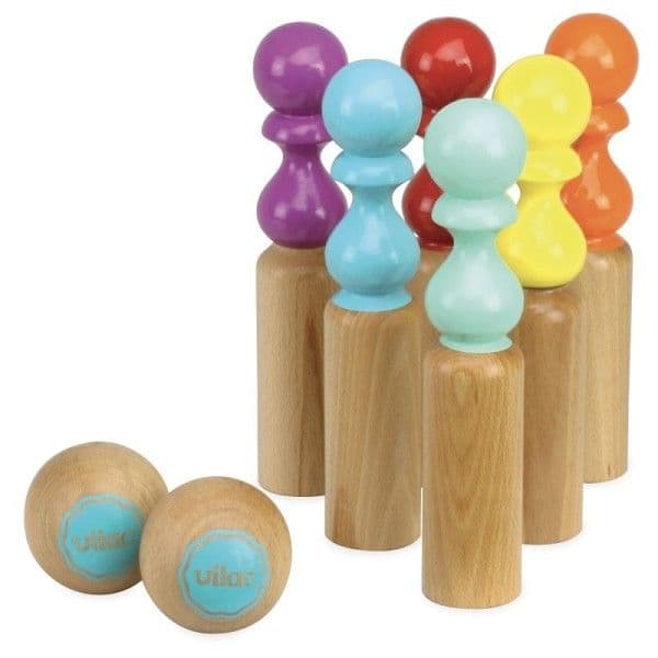 Jeu de Quilles en bois Naturel 6 Quilles Colorées Retro Vilac® - J