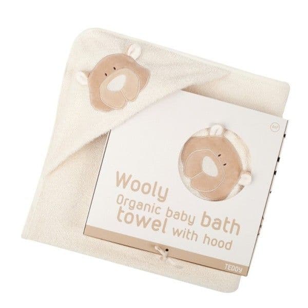 Drap de Bain Bébé Bio Cape avec capuche Ourson Wooly Organic® Coton B