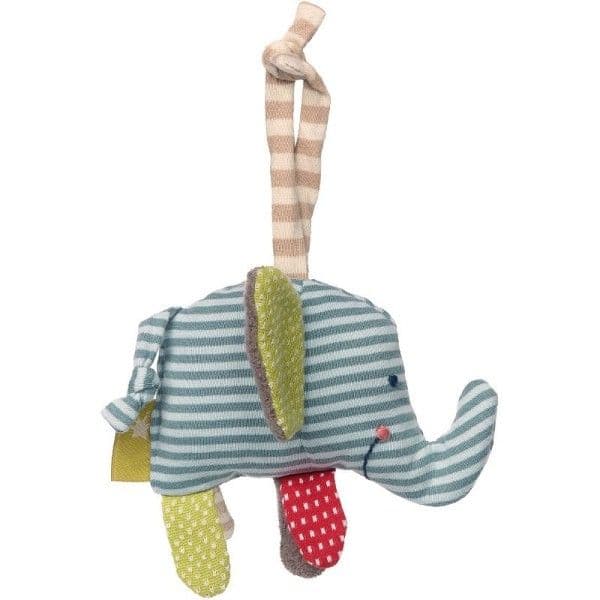 Hochet à suspendre éléphant rayé Sigikid® série Green 11 cm - Hochet