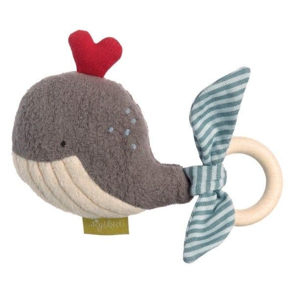 Hochet Baleine Grise Anneau de dentition Sigikid® série Green 20 cm