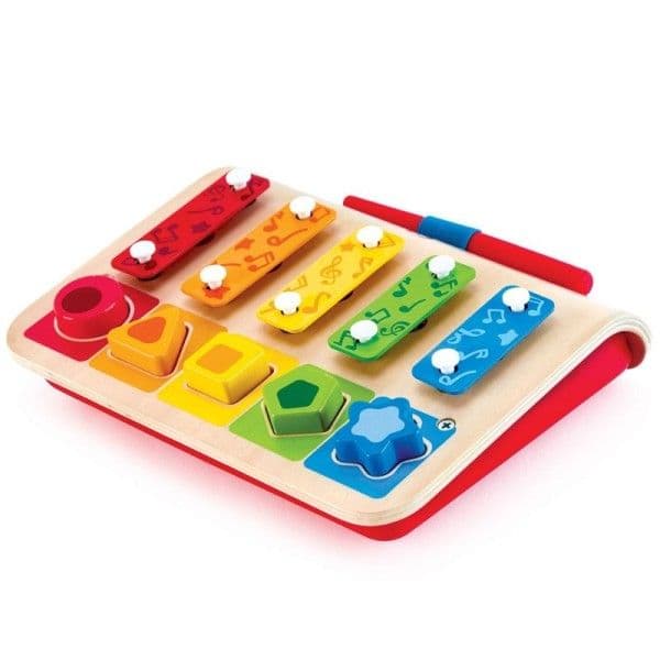Xylophone 5 tons métal Boîte à Formes Hape® - Jouets en bois
