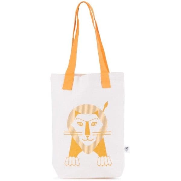 Sac 'Tote Bag' Jaune motif Lion coton Bio GOTS 35cm Les jouets