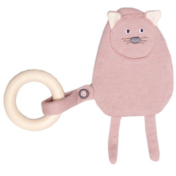 Hochet Bio & Anneau de dentition Chat Bruissant Wooly Organic®