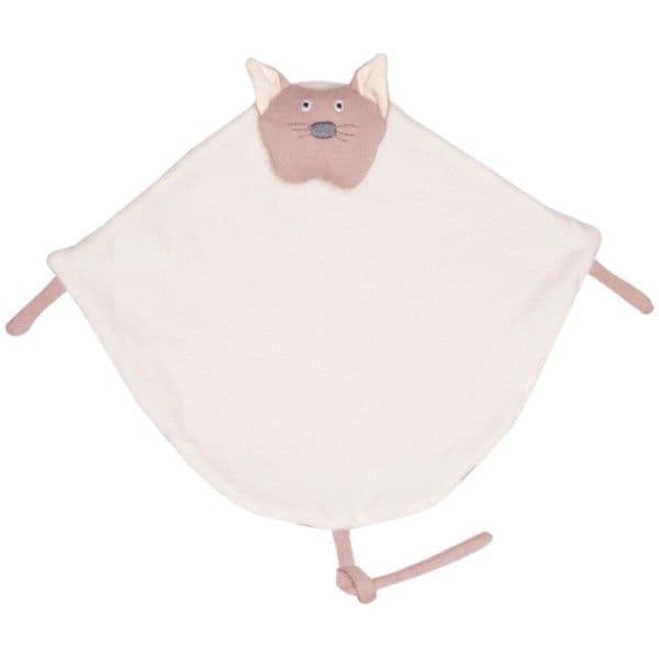Doudou Plat Chat Vieux Rose Backyard Wooly Organic® Coton Bio 35 cm