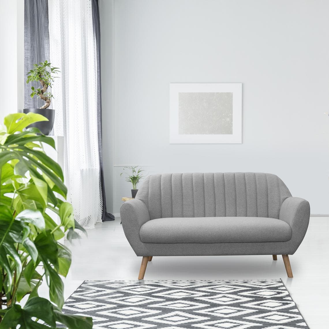 Canape 2 Places Sofia Tissu Gris