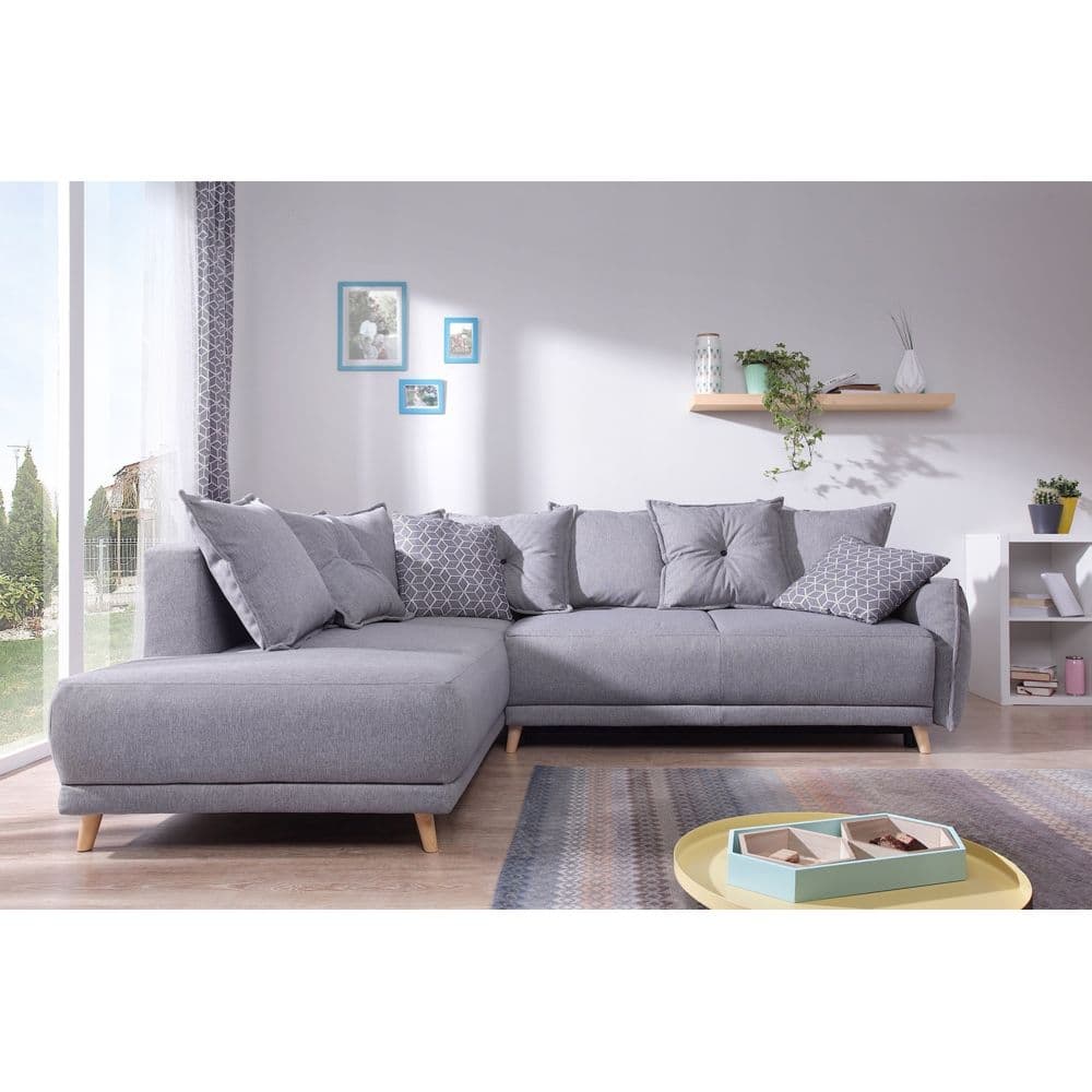 Lena - Canapé scandinave d angle gauche - Gris clair