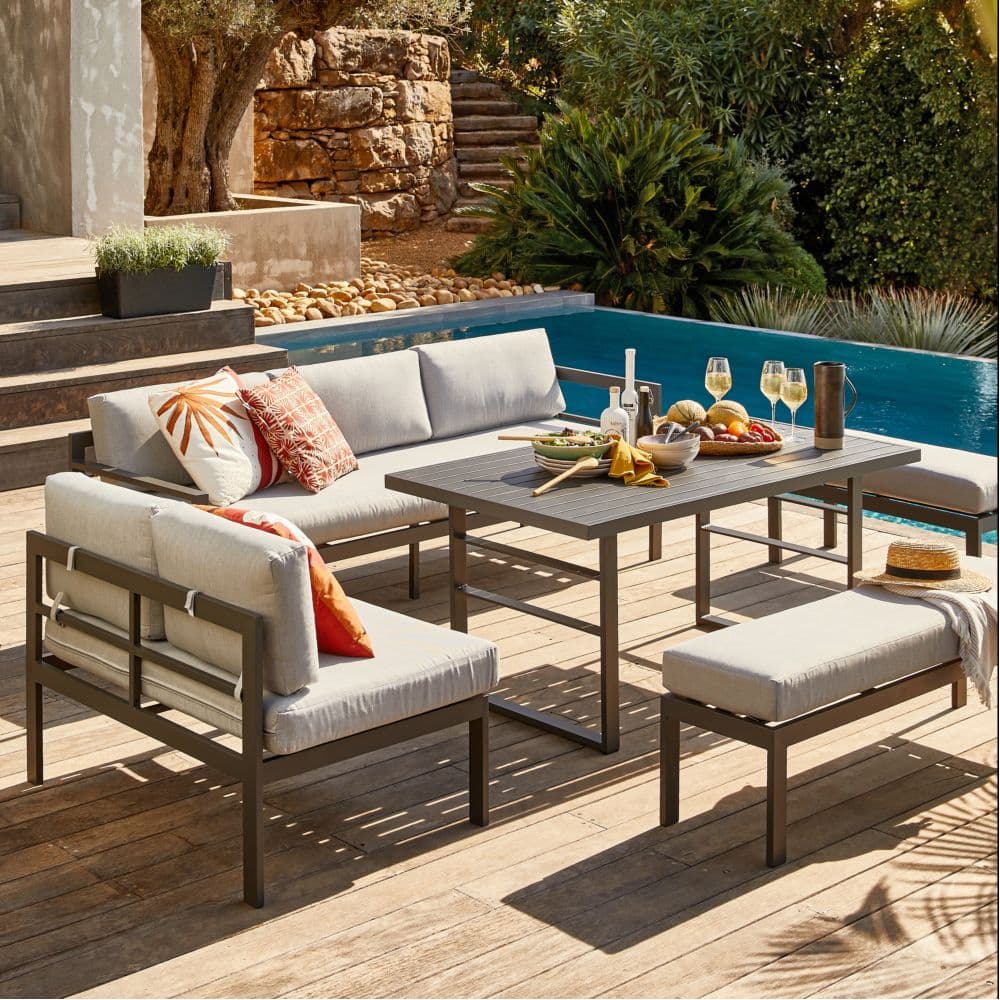 Salon de jardin 8 Pers. Family Anthracite/ Gris clair Ecloz