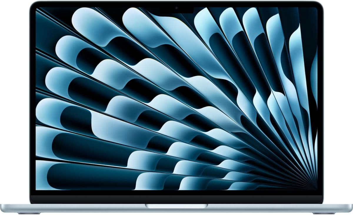 Ordenador Apple MacBook Air de 15″, chip M4, CPU de 10 núcleos / GPU de 10 núcleos, 16 GB de RAM, almacenamiento SSD de 1 TB, azul cielo.