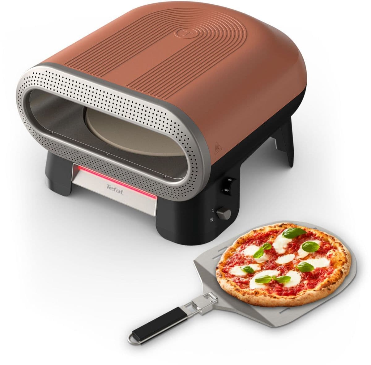 Horno eléctrico para pizza TEFAL Pronto JM600TE0, pizza de 30 cm, tiempo de precalentamiento de 15 minutos, hasta 400 °C.