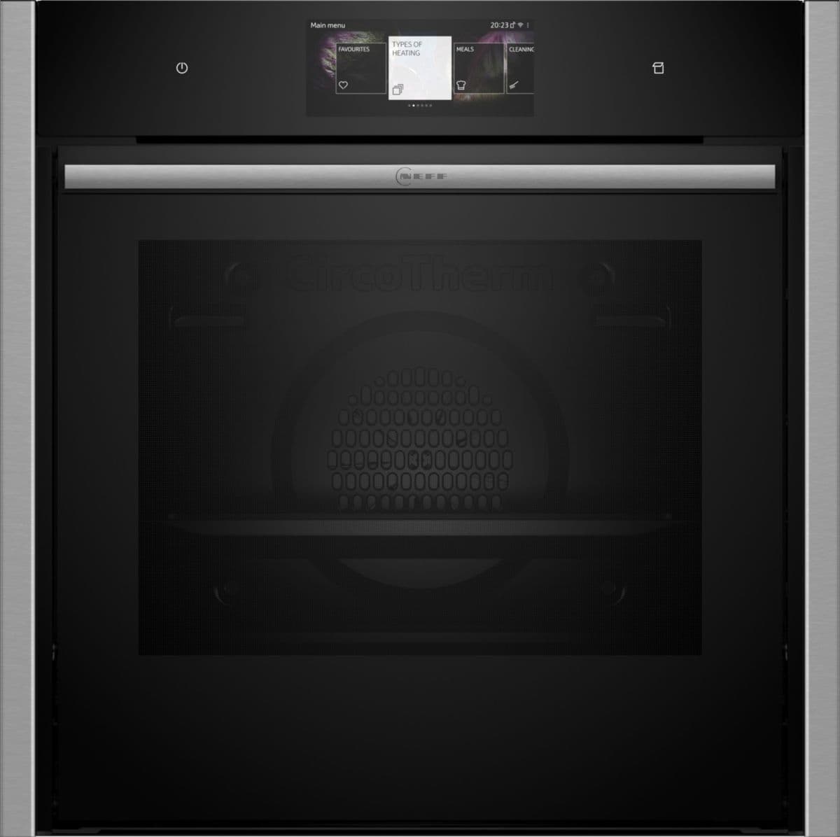 Horno empotrable NEFF B64VT73N0 serie N90 con función de vapor y puerta corredera.