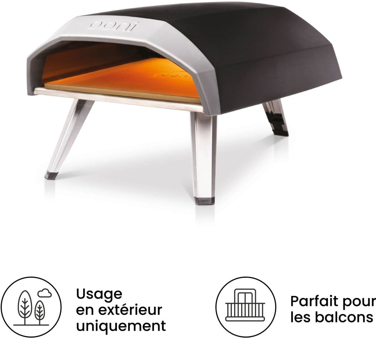 Horno de pizza de gas negro OONI Koda 12, pizza de 30 cm, 15 min de precalentamiento, de 280 a 500 °C.