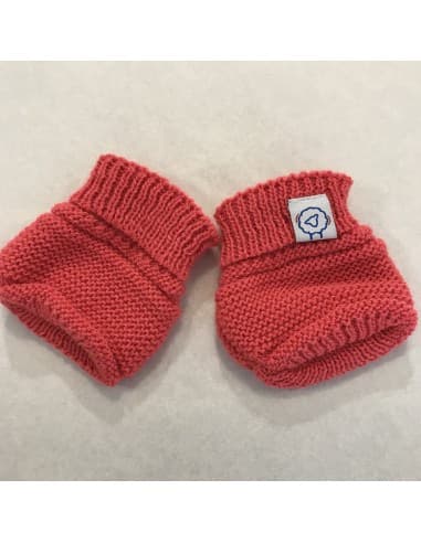 Bottons Chaussons de naissance en tricot Rose framboise Rose 0 - 1 mois