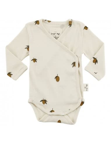 Body croisé à manches longues en coton biologique Lemon beige Beige 0 - 1 mois