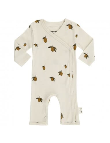 Combinaison pyjama croisé en coton biologique Lemon Blanc cassé 0 - 1 mois