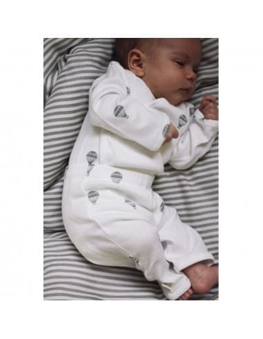 Combinaison pyjama croisé en coton biologique Blanc Parachutes 3 mois Blanc