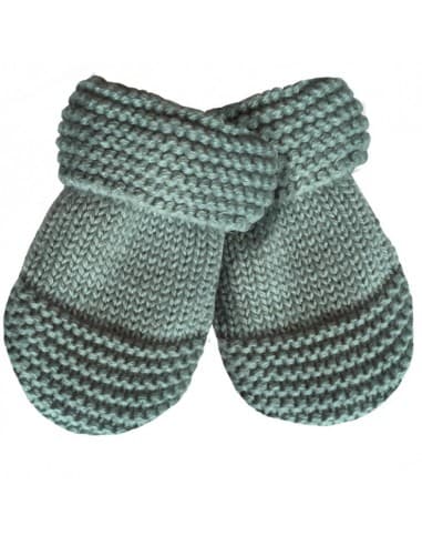 Moufles de naissance en tricot Chat Vert en coton biologique Vert 0 - 1 mois