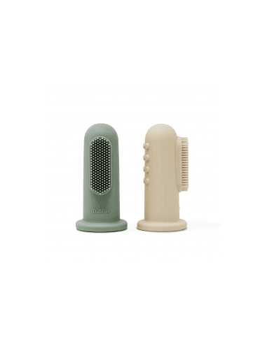 Premières brosses à dents Mushie Vert & Crème