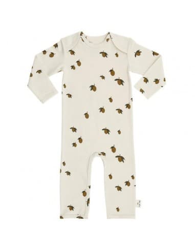 Combinaison pyjama en coton biologique Citrons Lemon Beige 9 mois