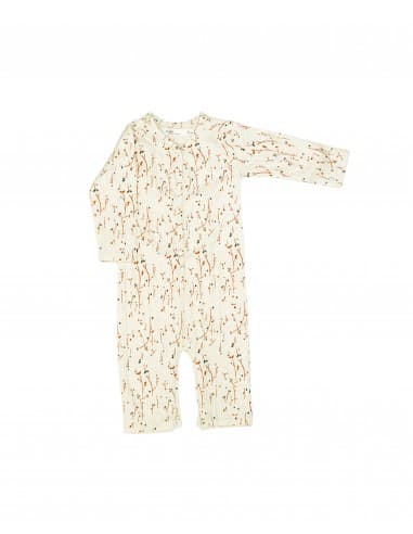 Combinaison pyjama Ivoire à motif Fleuri Terracotta en coton biologique Blanc cassé 0 - 1 mois