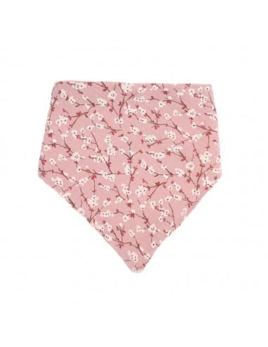 Bavoir Bandana Fleuri Vieux Rose en coton et bambou biologique Rose pâle