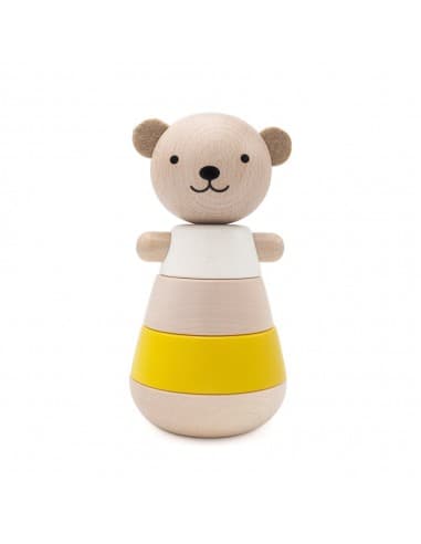 Jouet Ours en bois pyramide empilable Jaune
