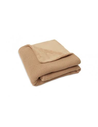 Couverture en maille tricotée et polaire 75x100cm Biscuit Beige