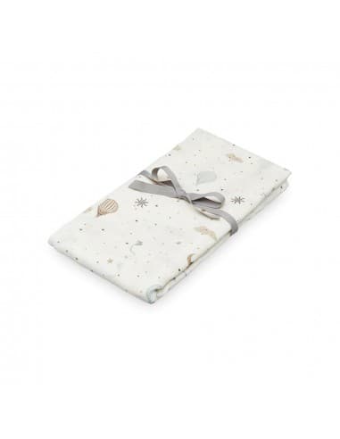 Grand Lange coton bio imprimé Dreamland 120x120cm Beige