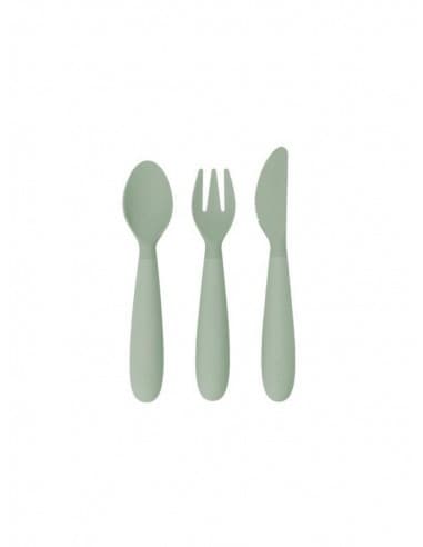 Premiers Couverts Cuillère, Fourchette et Couteau EZPZ Vert Amande Vert