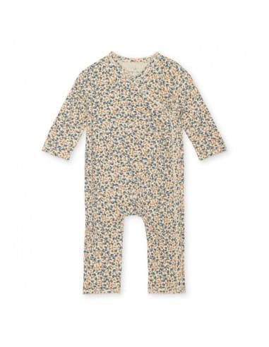 Combinaison Pyjama croisé à manches longues en coton biologique Eternelle Bleu 0 - 1 mois