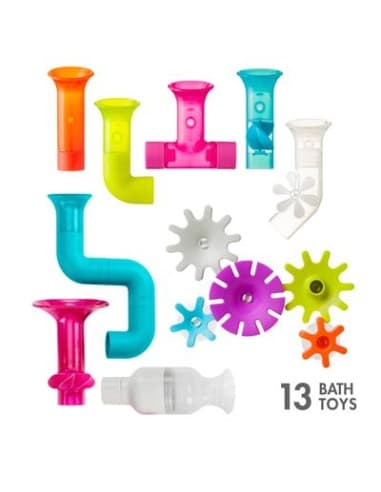 Jouets de Bain Tuyaux & Roues à Eau Ventousés - Lot de 13 - Boon