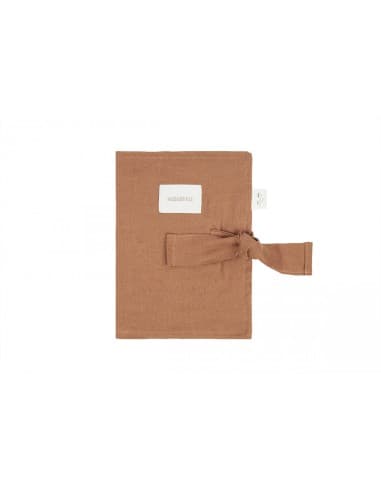 Protège-carnet de santé en Lin Noisette Camel