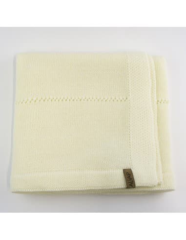 Couverture pour bébé en Laine de Mérinos 75 x 100 Crème Crème
