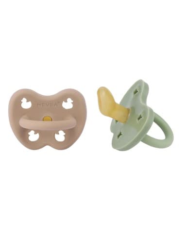 Lot de 2 Tétines physiologiques en caoutchouc naturel Tag Beige & Moss Green Taupe 3 - 36 mois