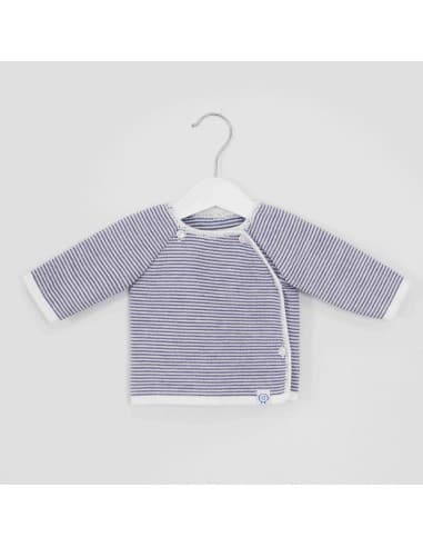 Gilet Brassière 4 boutons en tricot Milleraies Azur Bleu 0 - 1 mois