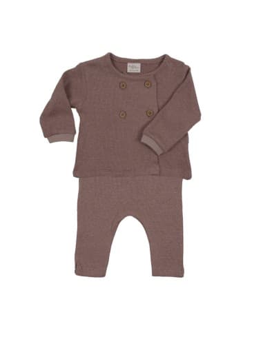 Ensemble Pyjama 2 pièces Prune Knit en coton biologique Mauve 1 - 2 mois