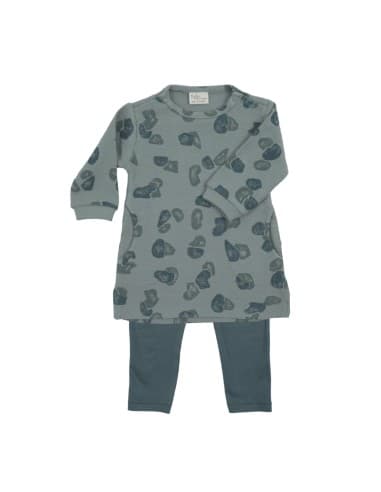 Ensemble Robe Sweat Vert Aquarel et Legging Vert Vert 6 - 12 mois