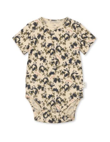 Body à manches Courtes en coton biologique Panda Beige 12 mois