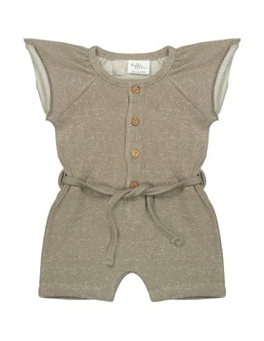 Combinaison Short Taupe Mélangé en Coton Bio Taupe 6 - 12 mois