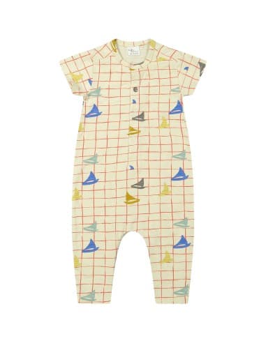 Combinaison Pyjama Bateaux à Manches Courtes en coton bio 0 - 1 mois Crème