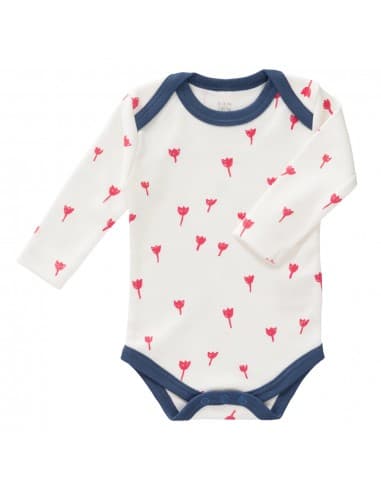 Body manches longues Blanc Tulipes Rouges Blanc 3 - 6 mois