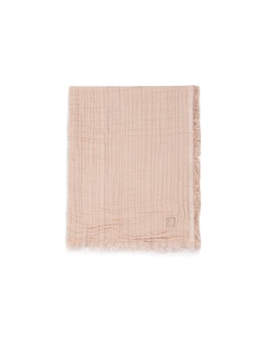 Couverture à franges en mousseline de coton bio Moonstone 75 x 100 cm Nude