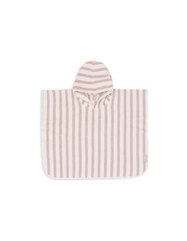 Poncho de bain en coton biologique Rayé Rose Rose