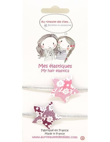 Lot de 2 élastiques argent étoile liberty Marguerites - Royaume des Filles Rose pâle