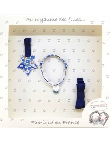 Coffret Bracelet et 2 Barrettes Bleu Nuit Liberty - Royaume Des Filles Bleu