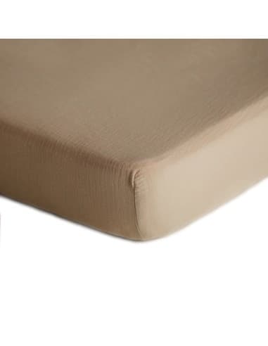 Drap housse Gaze de coton Mushie 60 x 120 cm Beige Natural Beige