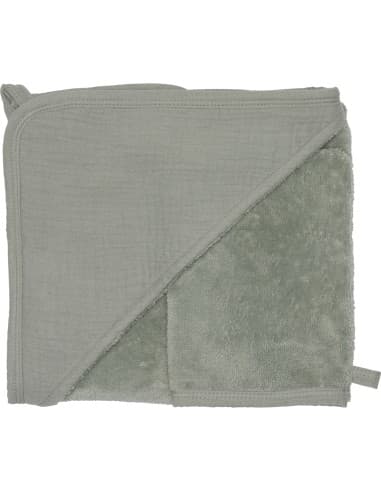 Cape de bain & Gant de toilette Coton Bambou Vert de Gris Vert