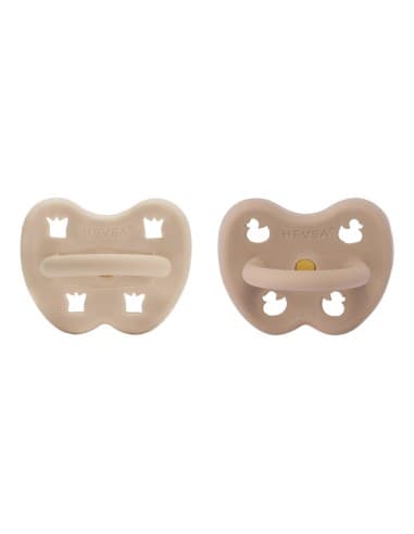 Lot de 2 Tétines physiologiques en caoutchouc naturel Tag Beige & Sand Taupe 3 - 36 mois