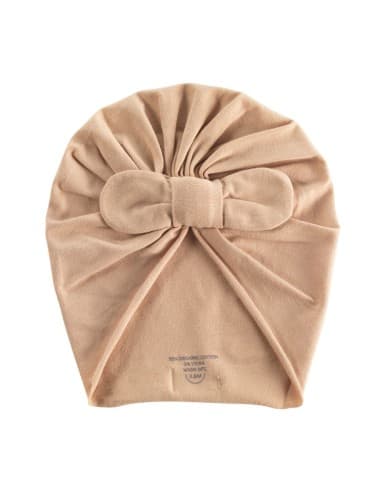Bonnet Turban à Nœud Nude Coton Bio Camel 3 - 6 mois