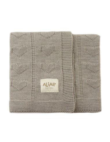 Couverture pour bébé en Laine de Mérinos 75 x 100 Taupe Hearts Taupe
