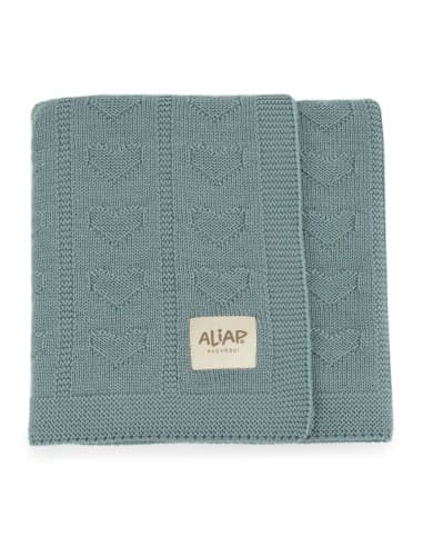 Couverture pour bébé en Laine de Mérinos 75 x 100 Vert Hearts Vert